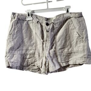 Gap Women Beige Linen Blend Drawstring Waist Cargo Shorts Size 6